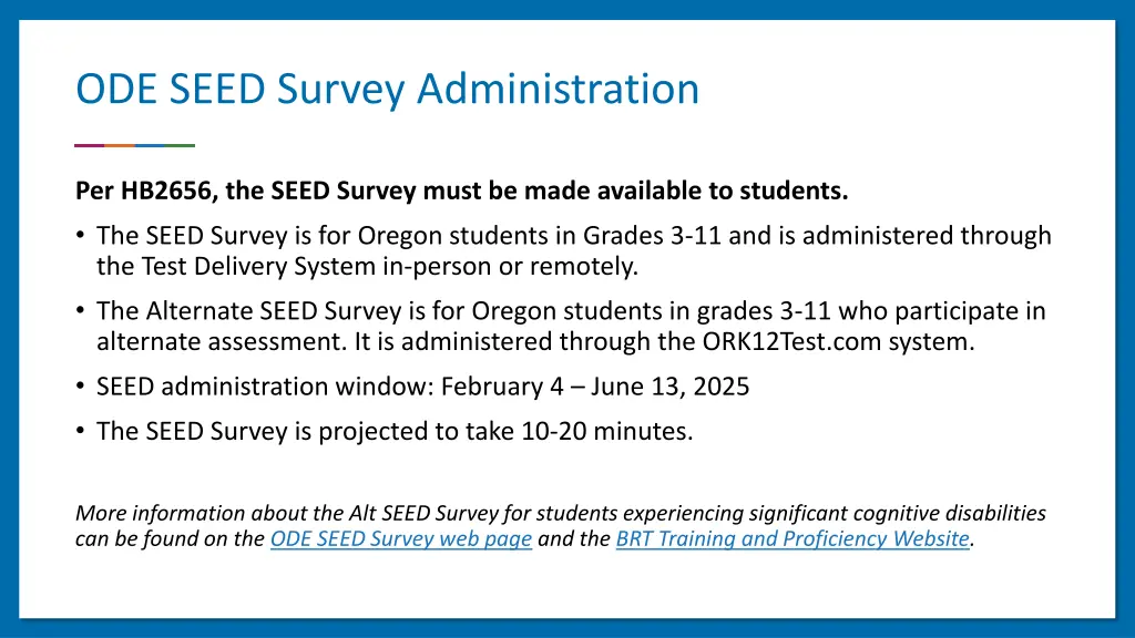 ode seed survey administration