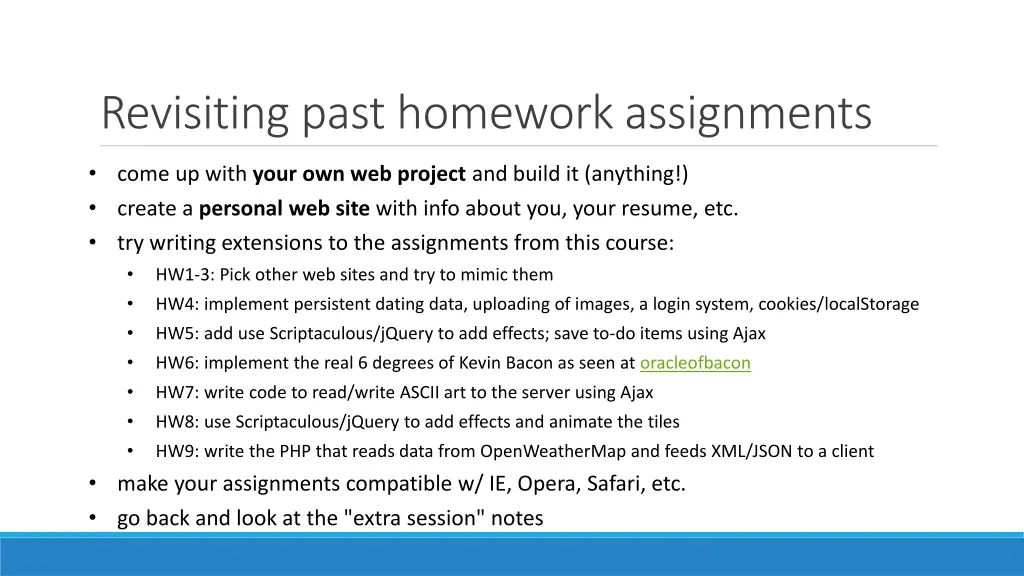 revisiting past homework assignments