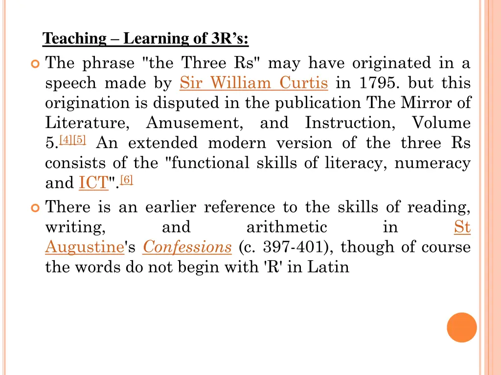 teaching learning of 3 r s the phrase the three