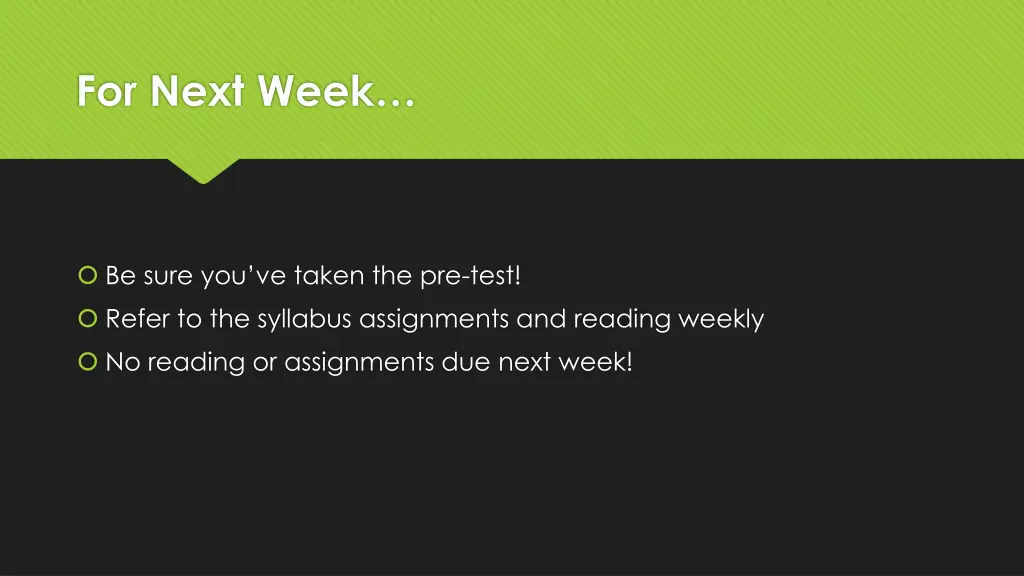 for next week