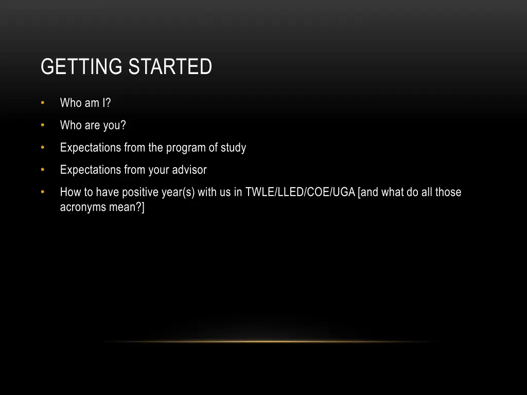 getting started