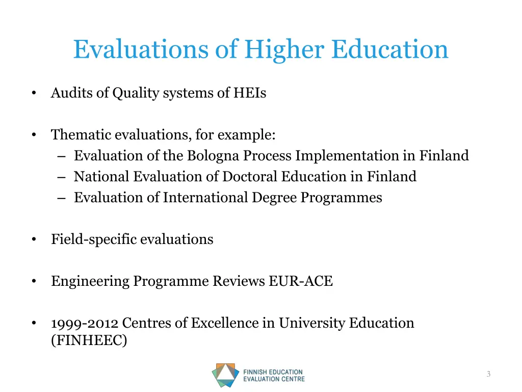 evaluations of higher education