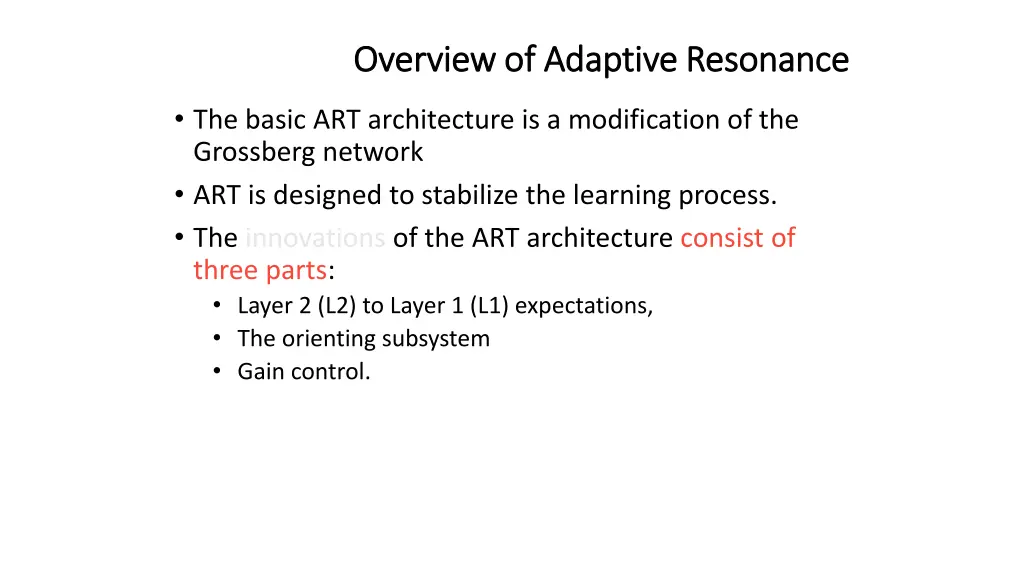 overview of adaptive resonance overview