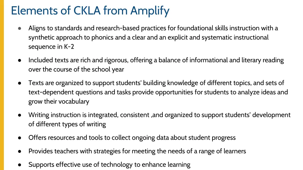 elements of ckla from amplify