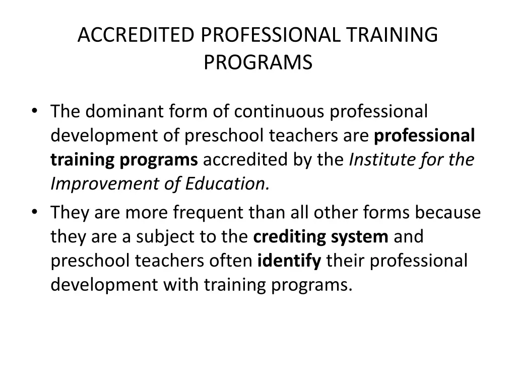 accredited professional training programs