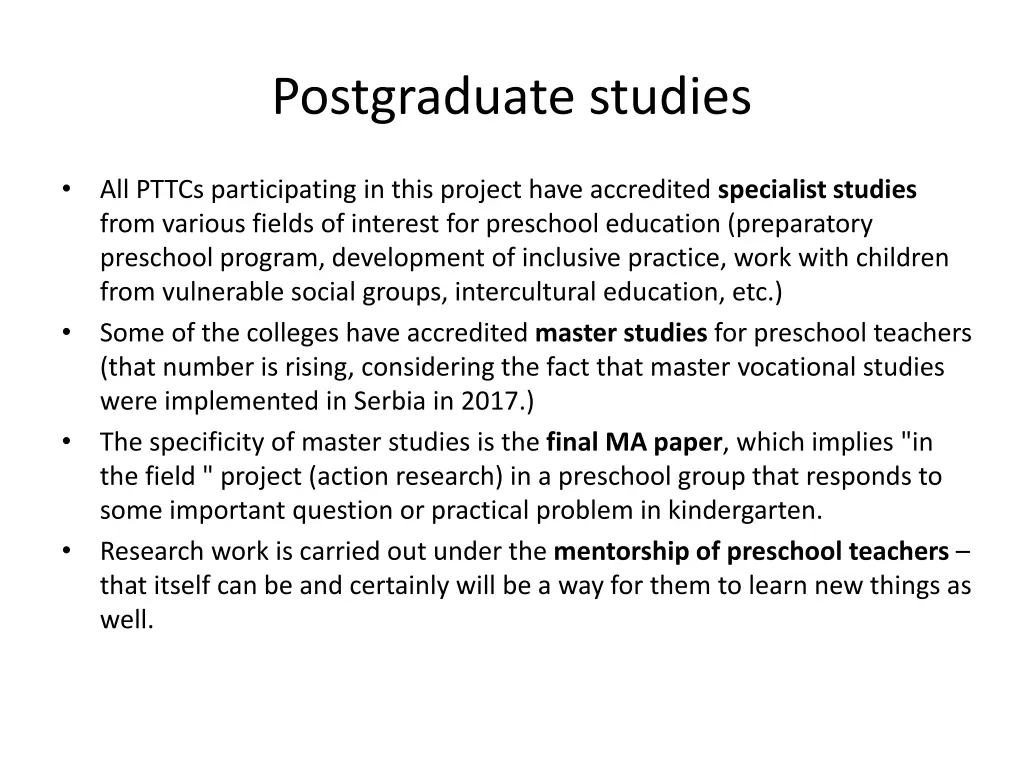 postgraduate studies