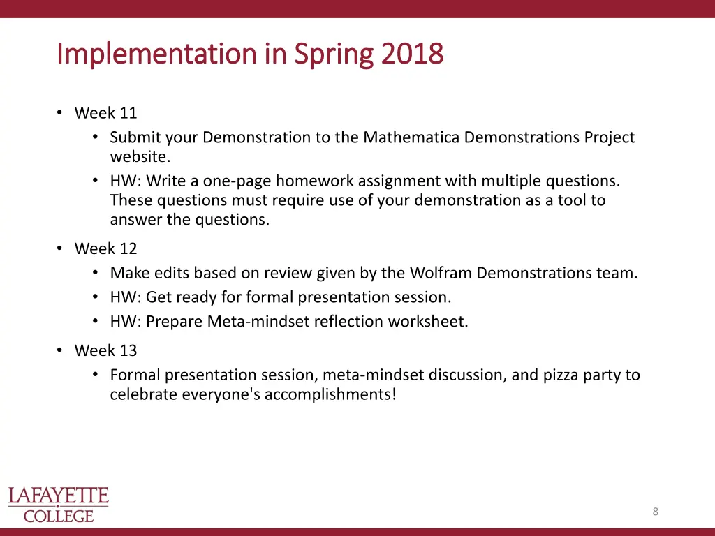 implementation in spring 2018 implementation 1
