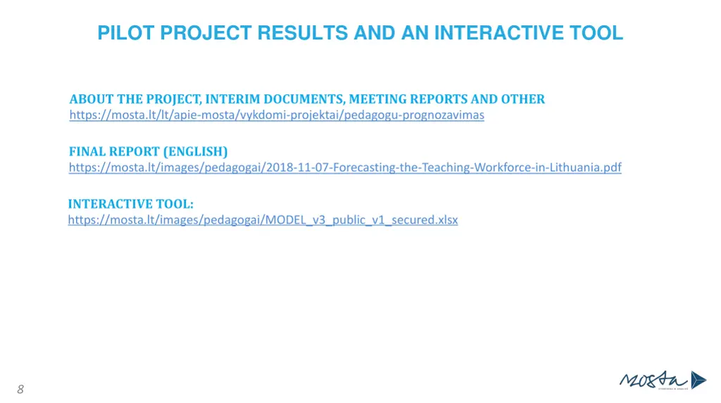 pilot project results and an interactive tool