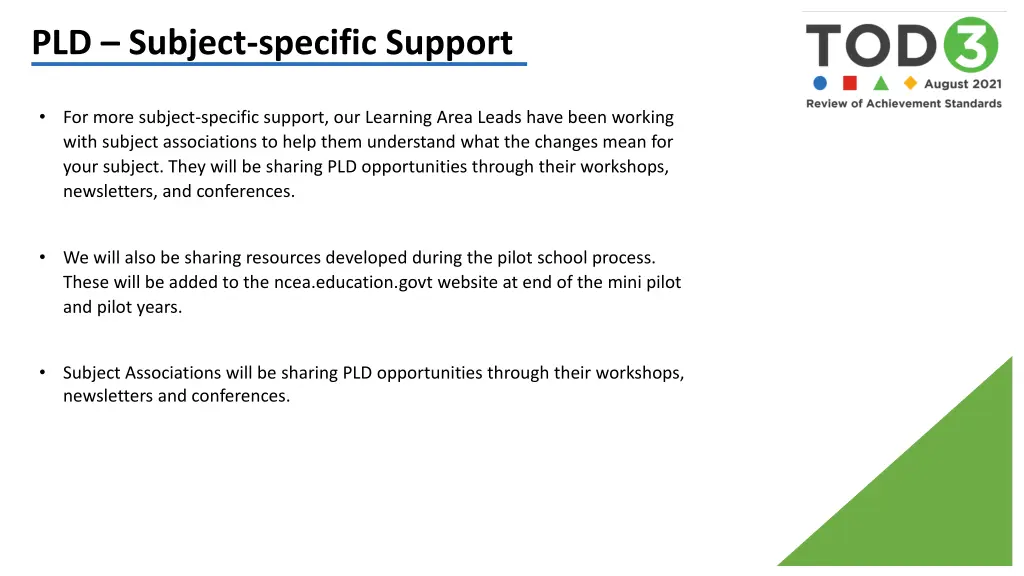 pld subject specific support