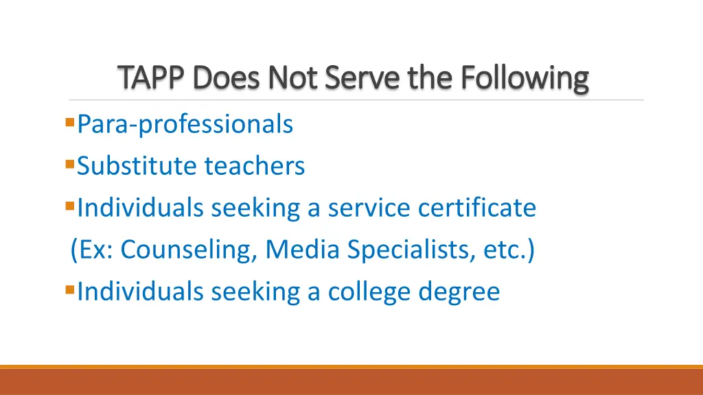 tapp does not serve the following tapp does