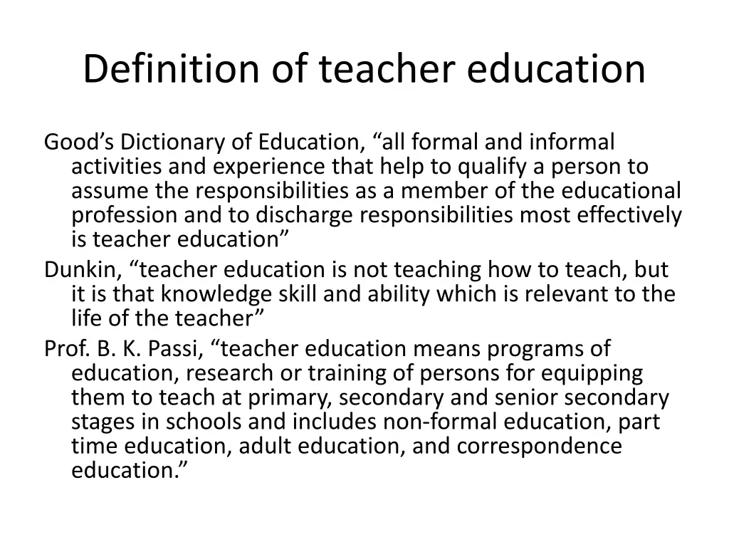 definition of teacher education