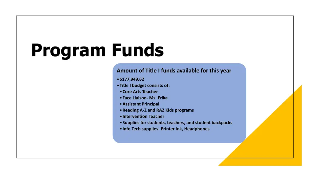 program funds