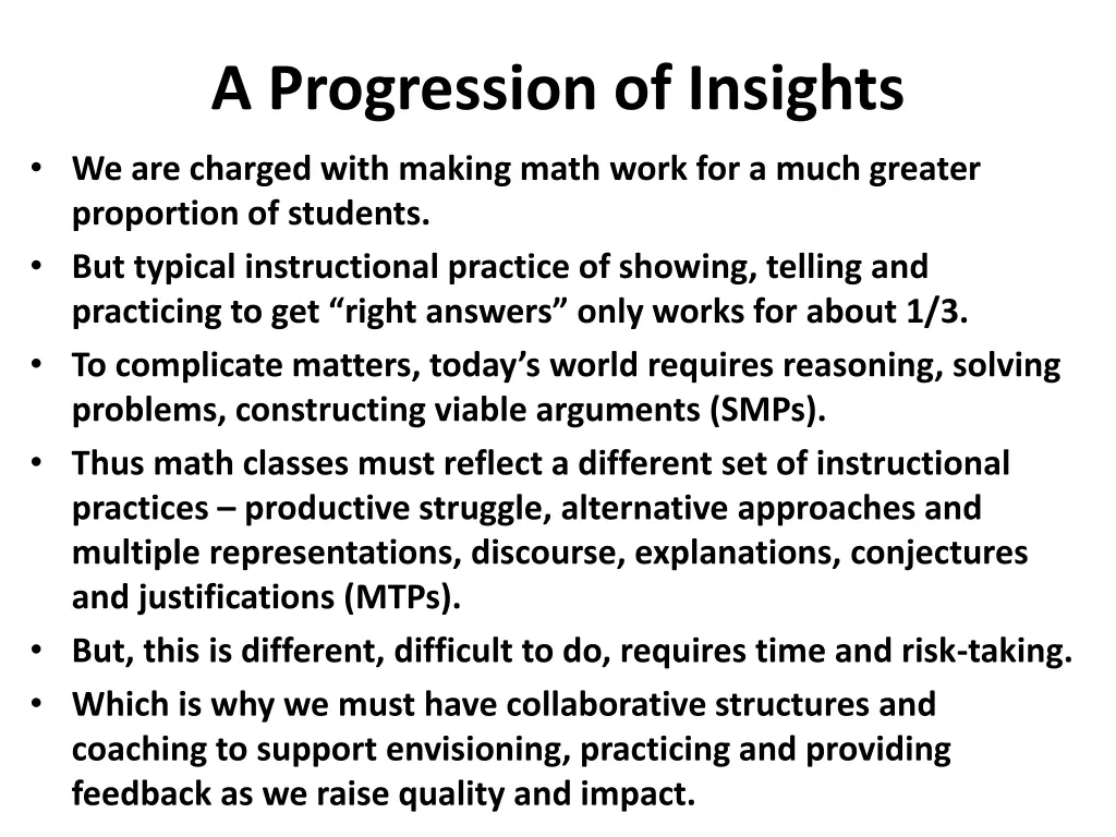 a progression of insights