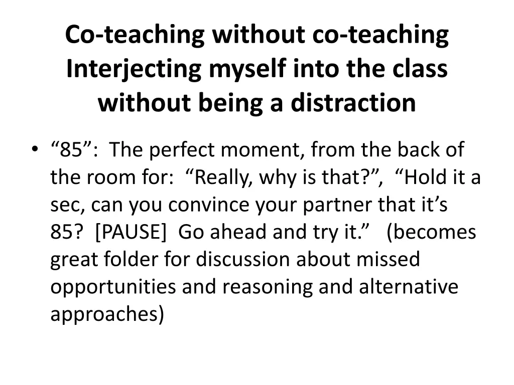 co teaching without co teaching interjecting