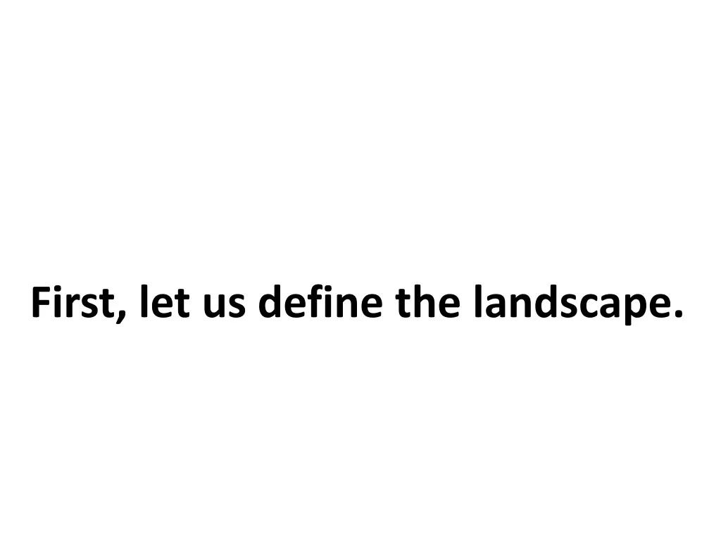 first let us define the landscape