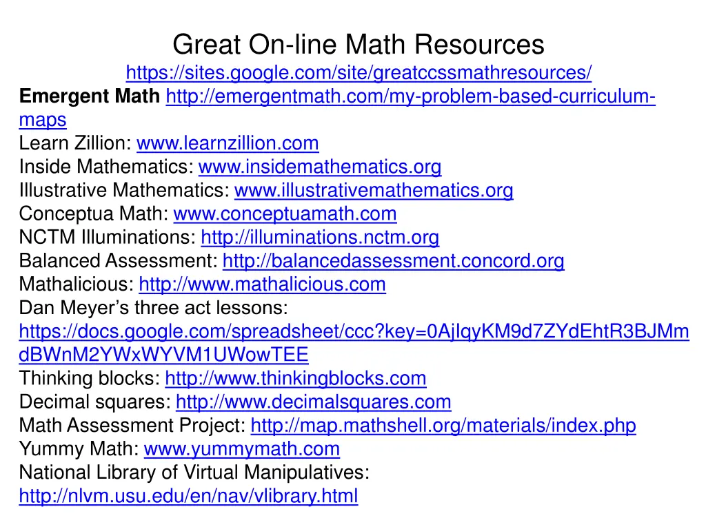 great on line math resources https sites google