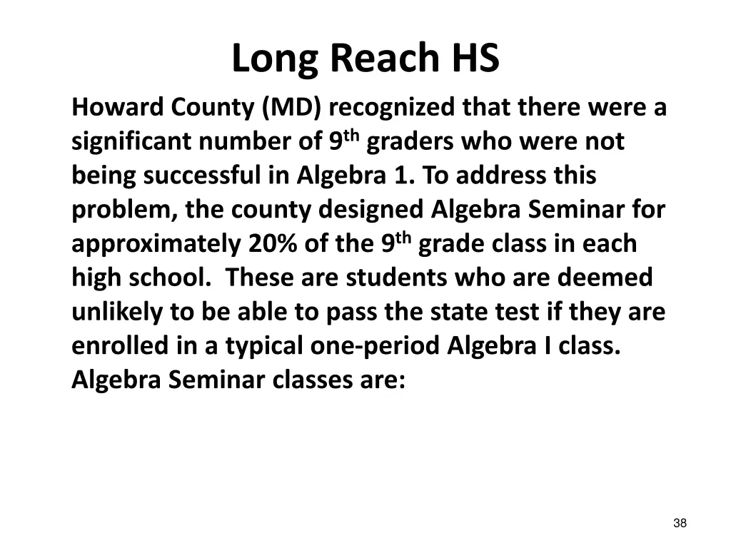 long reach hs