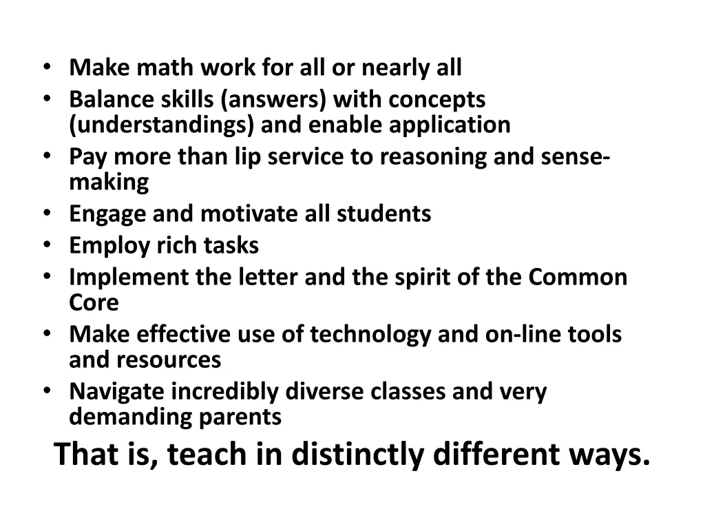 make math work for all or nearly all balance