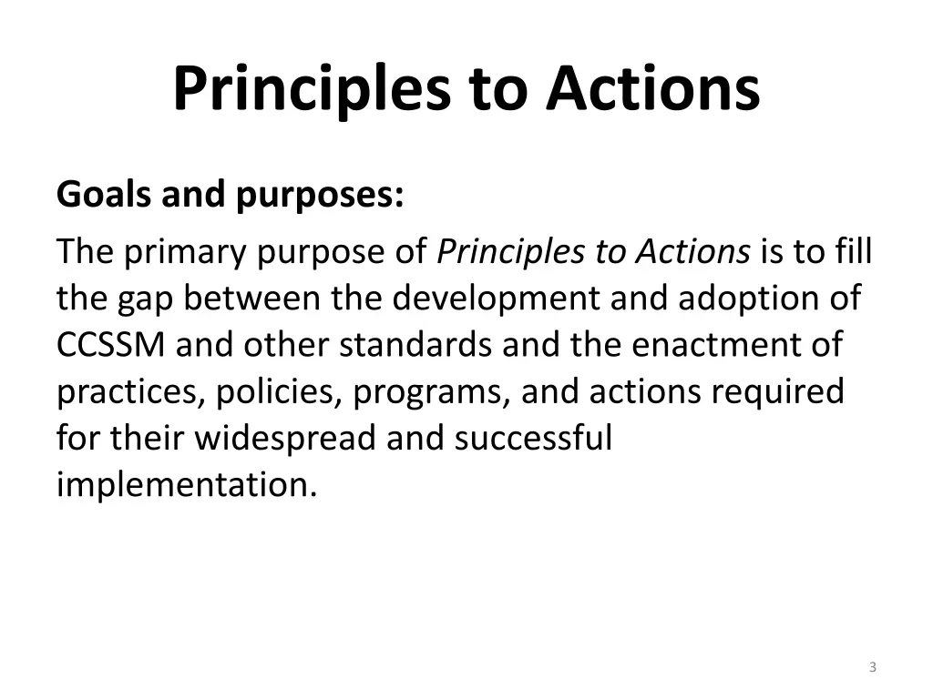 principles to actions