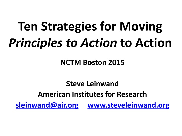 ten strategies for moving principles to action