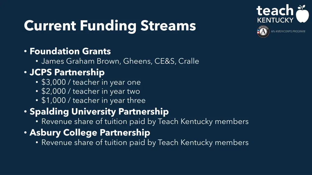 current funding streams