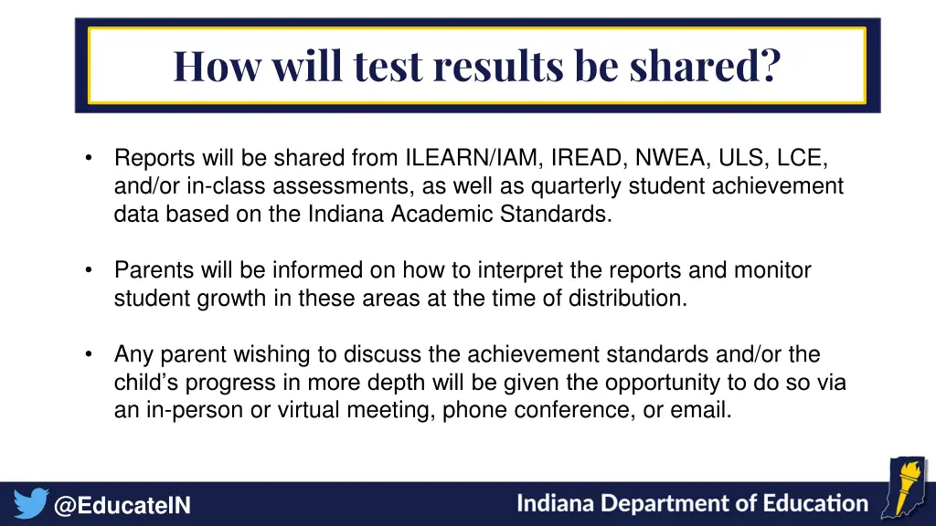 how will test results be shared