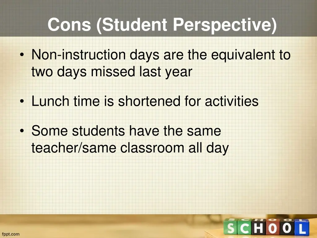 cons student perspective