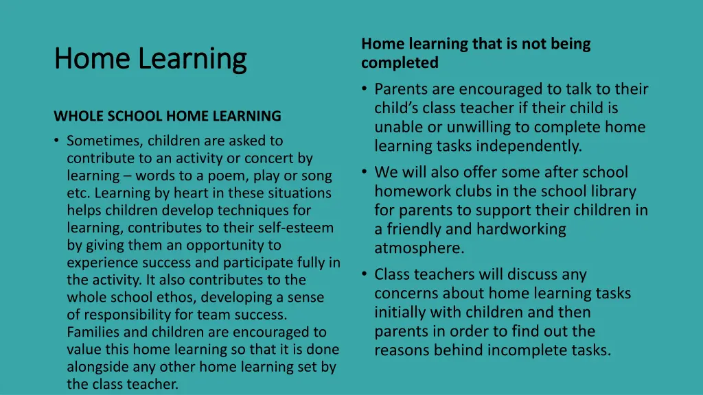 home learning that is not being completed parents