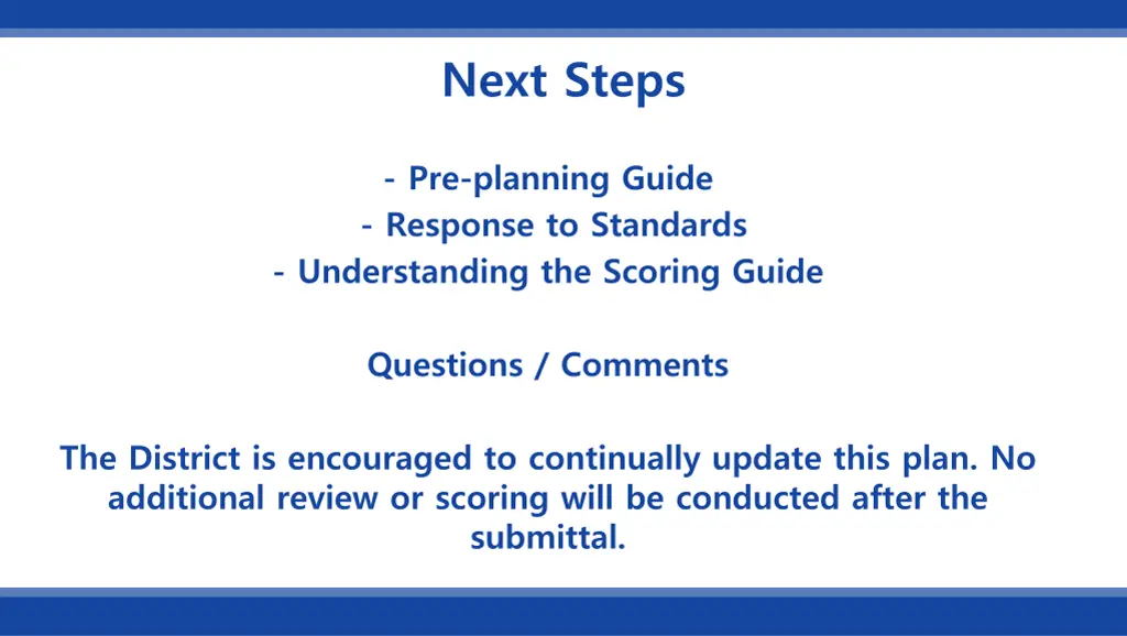 next steps