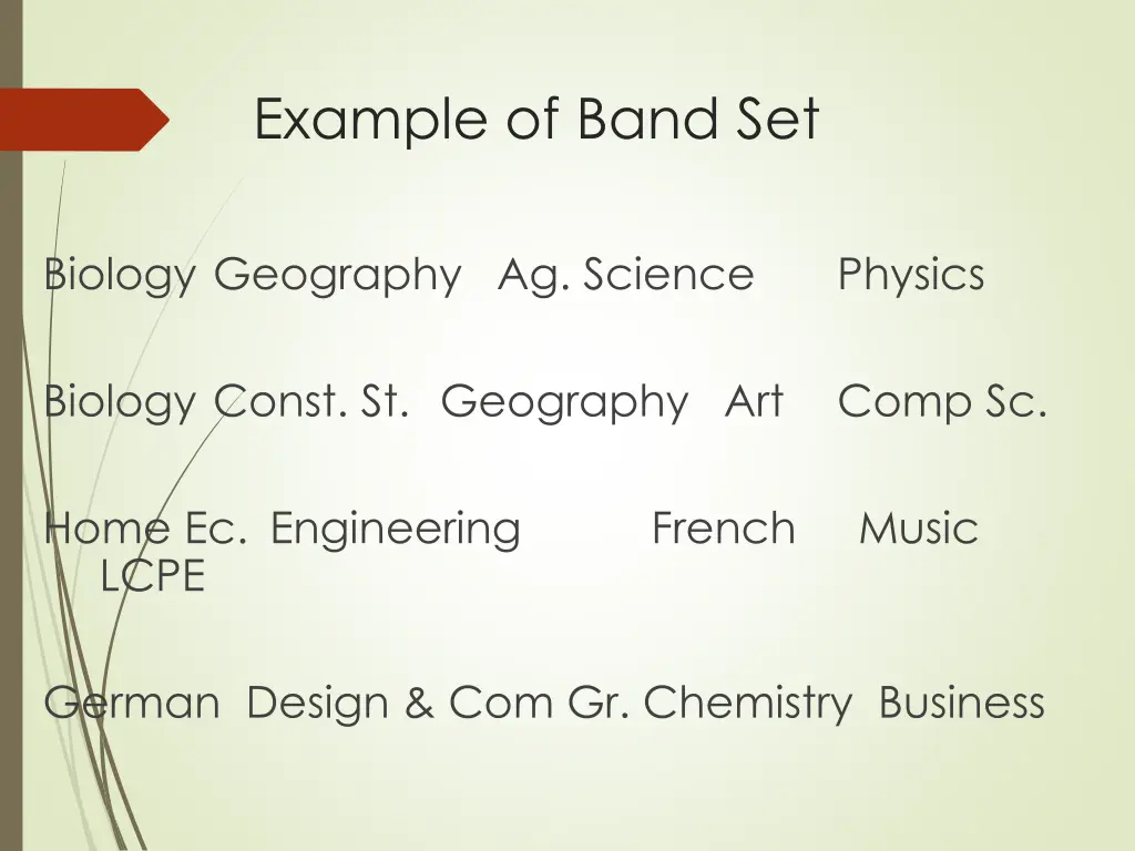 example of band set