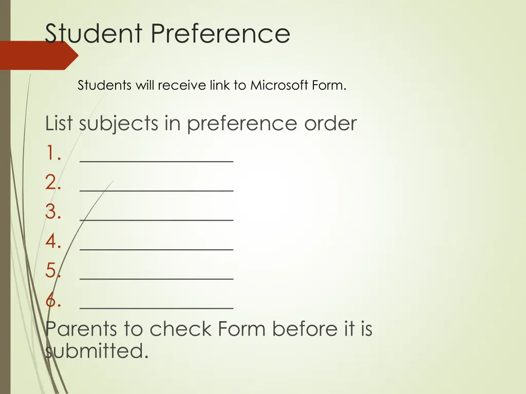 student preference