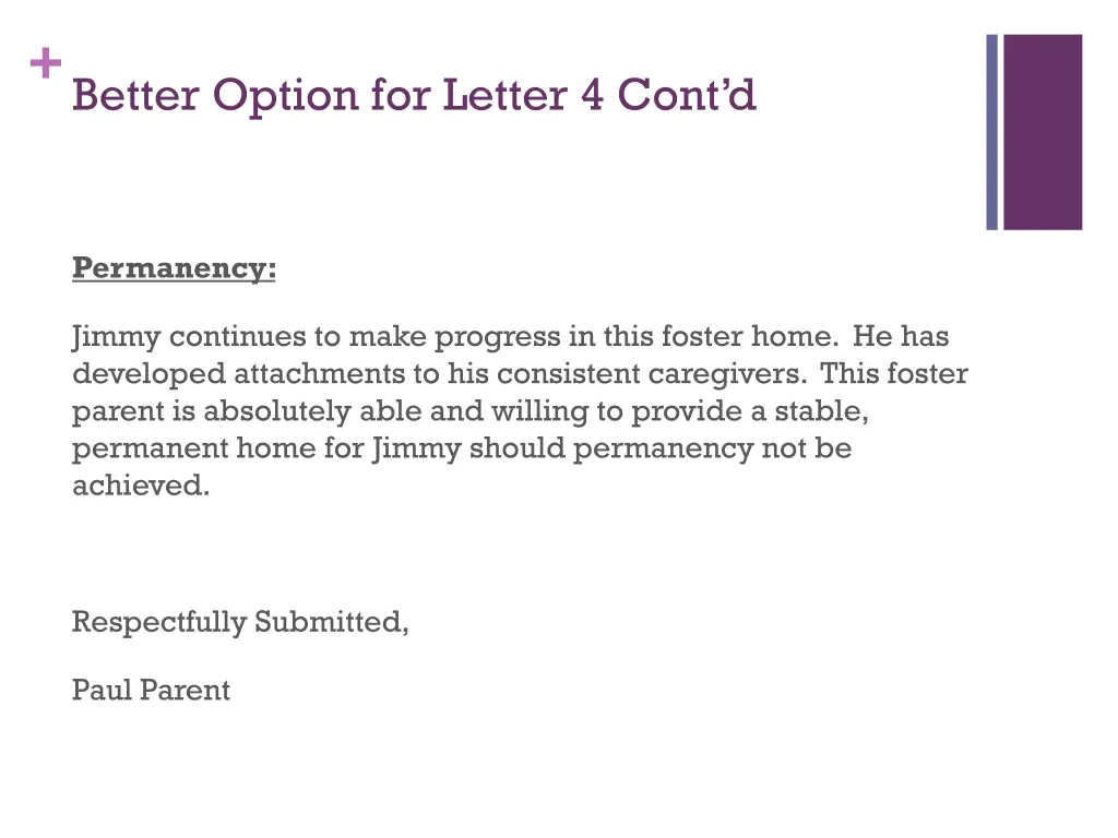 better option for letter 4 cont d
