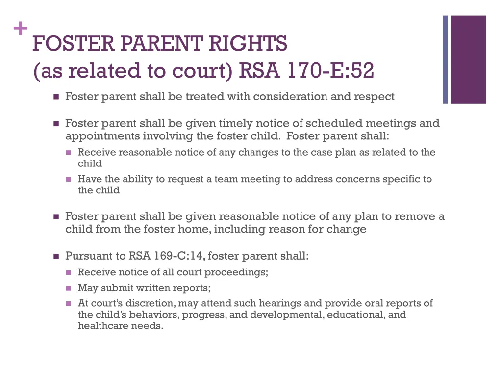 foster parent rights as related to court