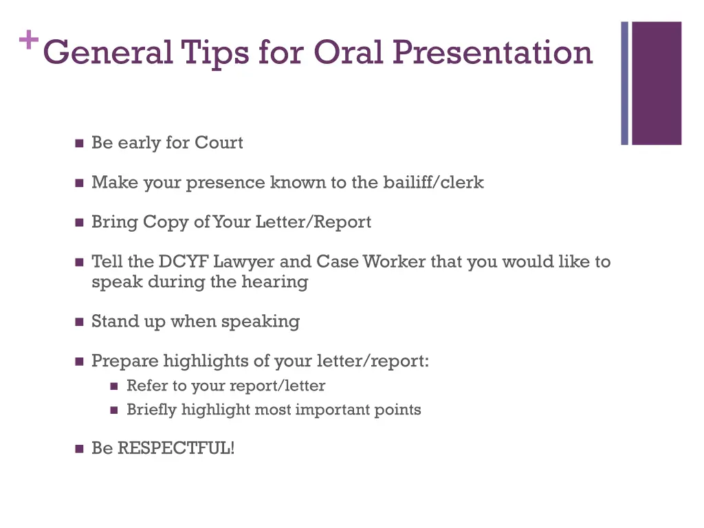 general tips for oral presentation