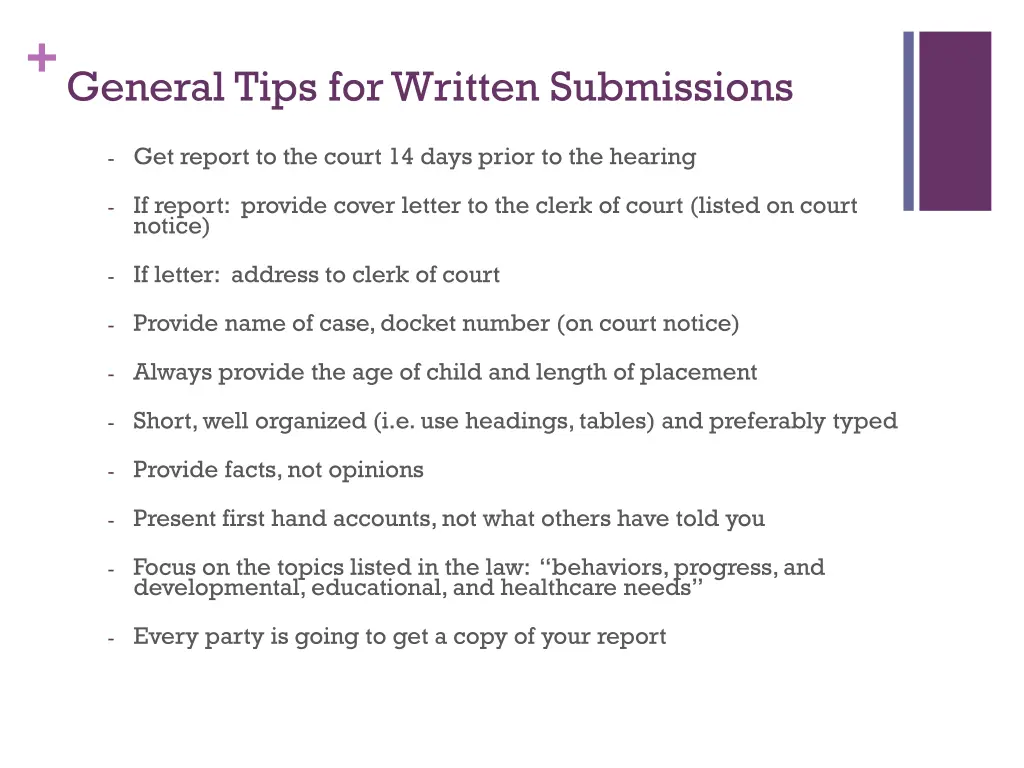 general tips for written submissions