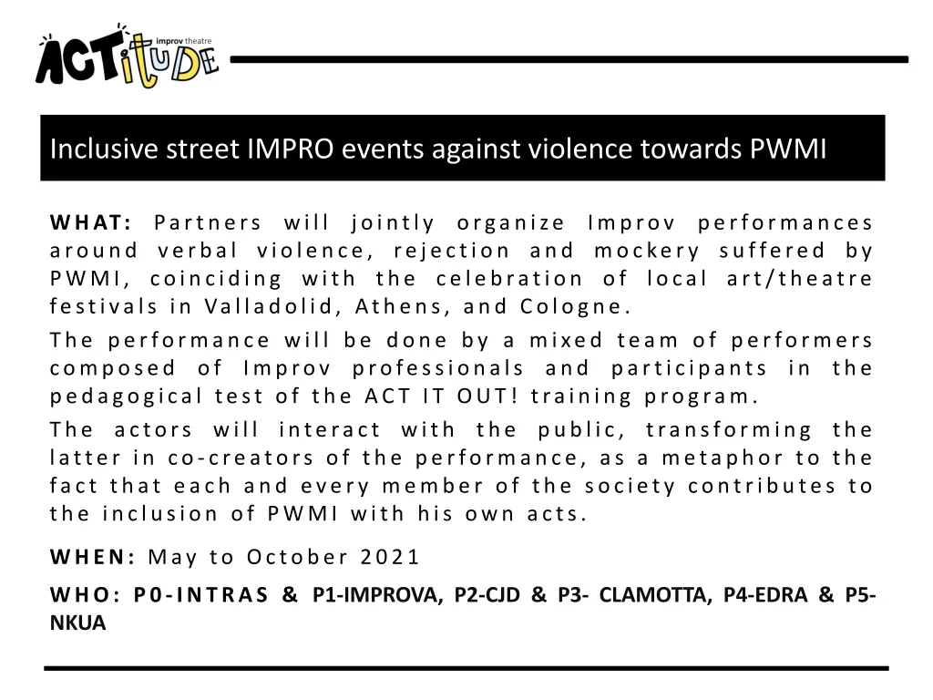 inclusive street impro events against violence