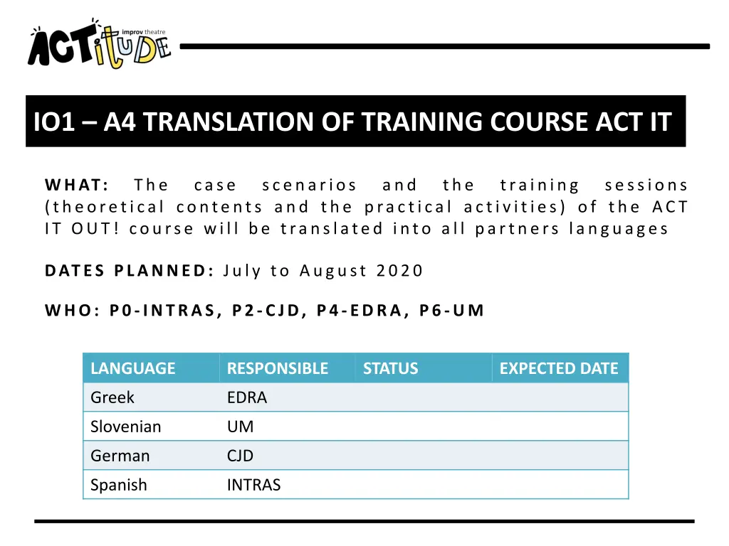 io1 a4 translation of training course act it