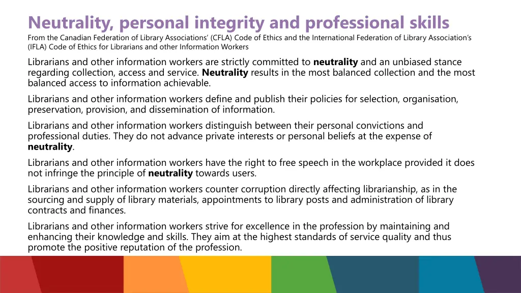 neutrality personal integrity and professional