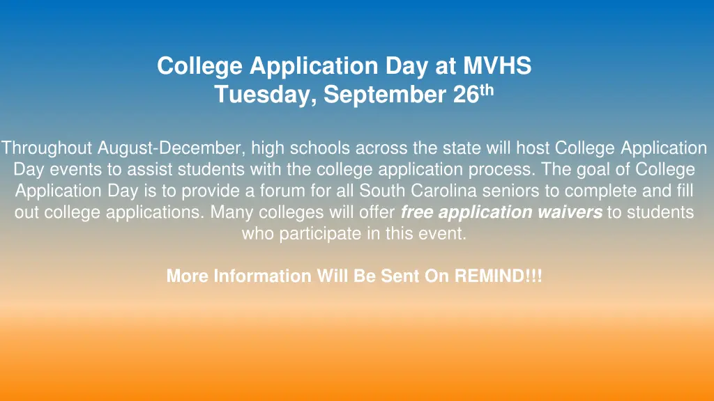 college application day at mvhs tuesday september
