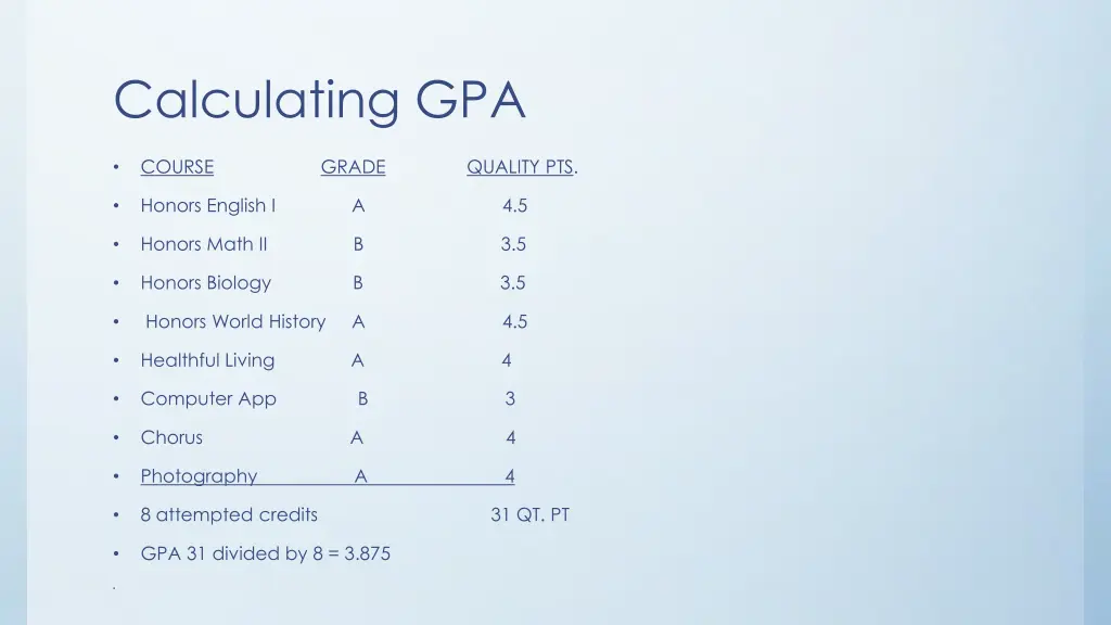calculating gpa