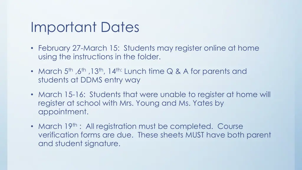 important dates