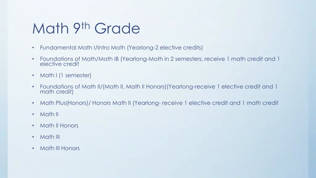 math 9 th grade