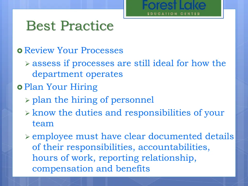best practice 6