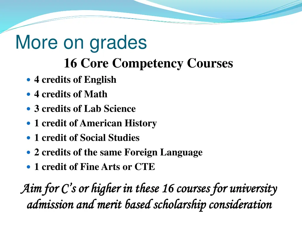 more on grades 16 core competency courses