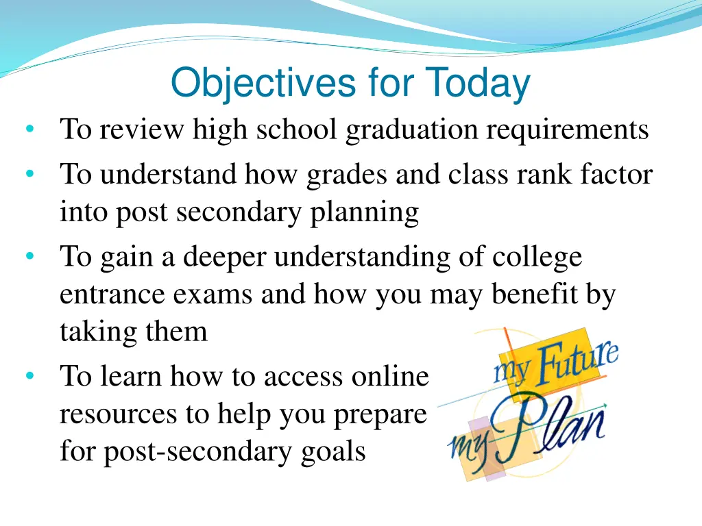 objectives for today to review high school