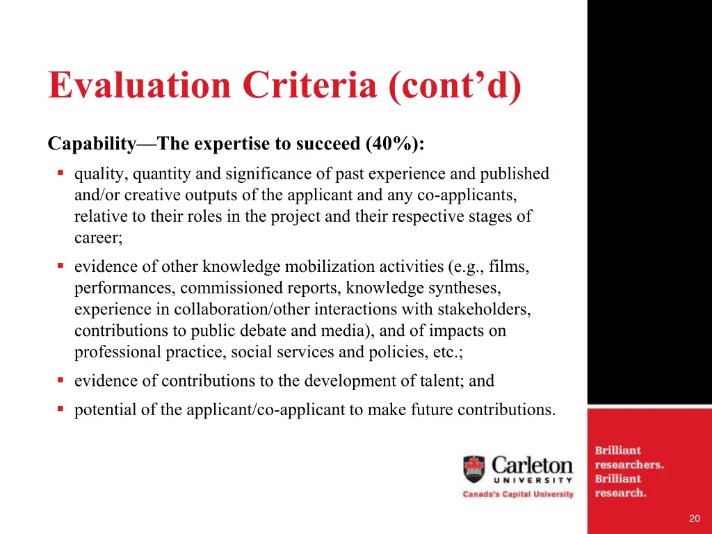 evaluation criteria cont d 1