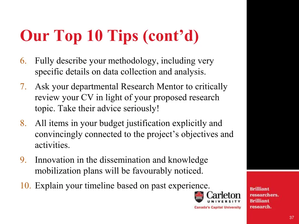 our top 10 tips cont d