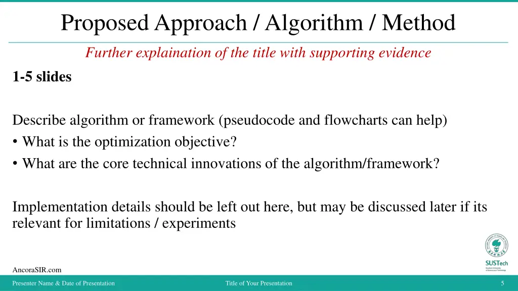 proposed approach algorithm method