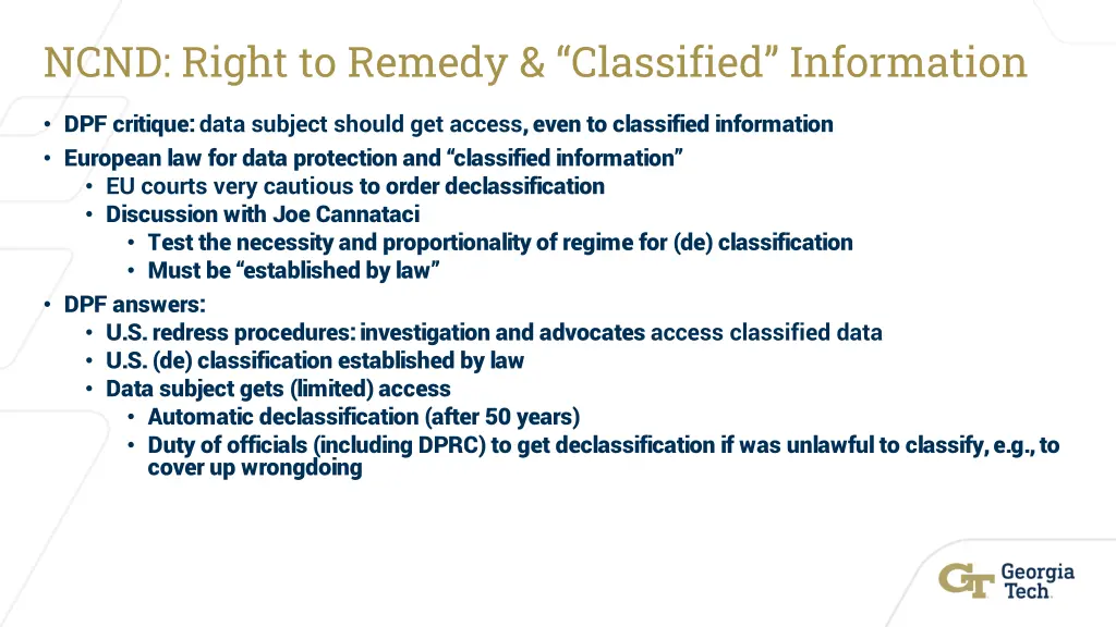 ncnd right to remedy classified information