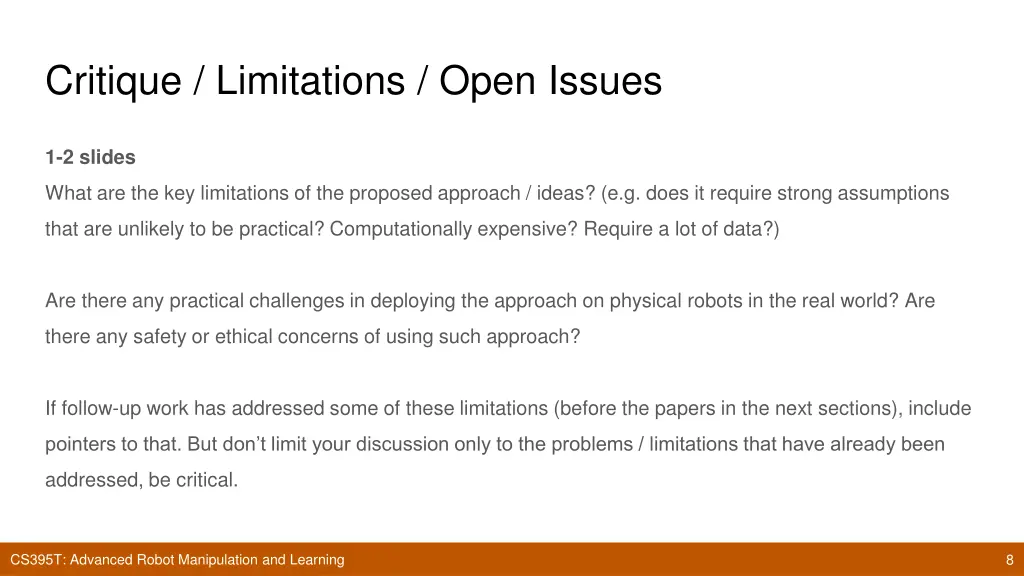 critique limitations open issues